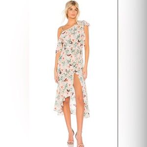 Joie One Shoulder Floral Dress - Pink and Green